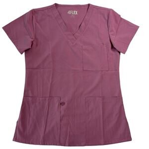 4Flex Women's Scrubs Small Top Lavender Purple V-Neck Short Sleeve